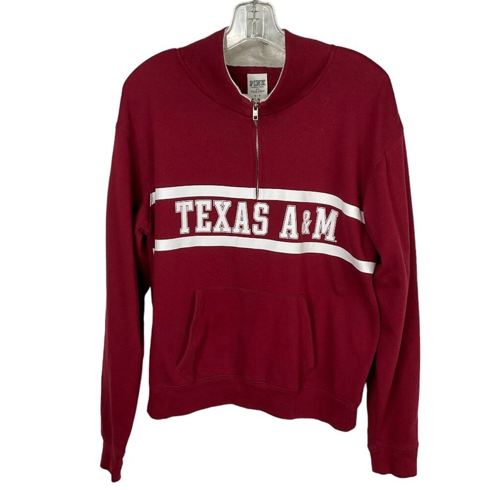 Victorias Secret PINK Size Med. Texas A&M Aggies Collegiate Light Weight 3/4 Zip